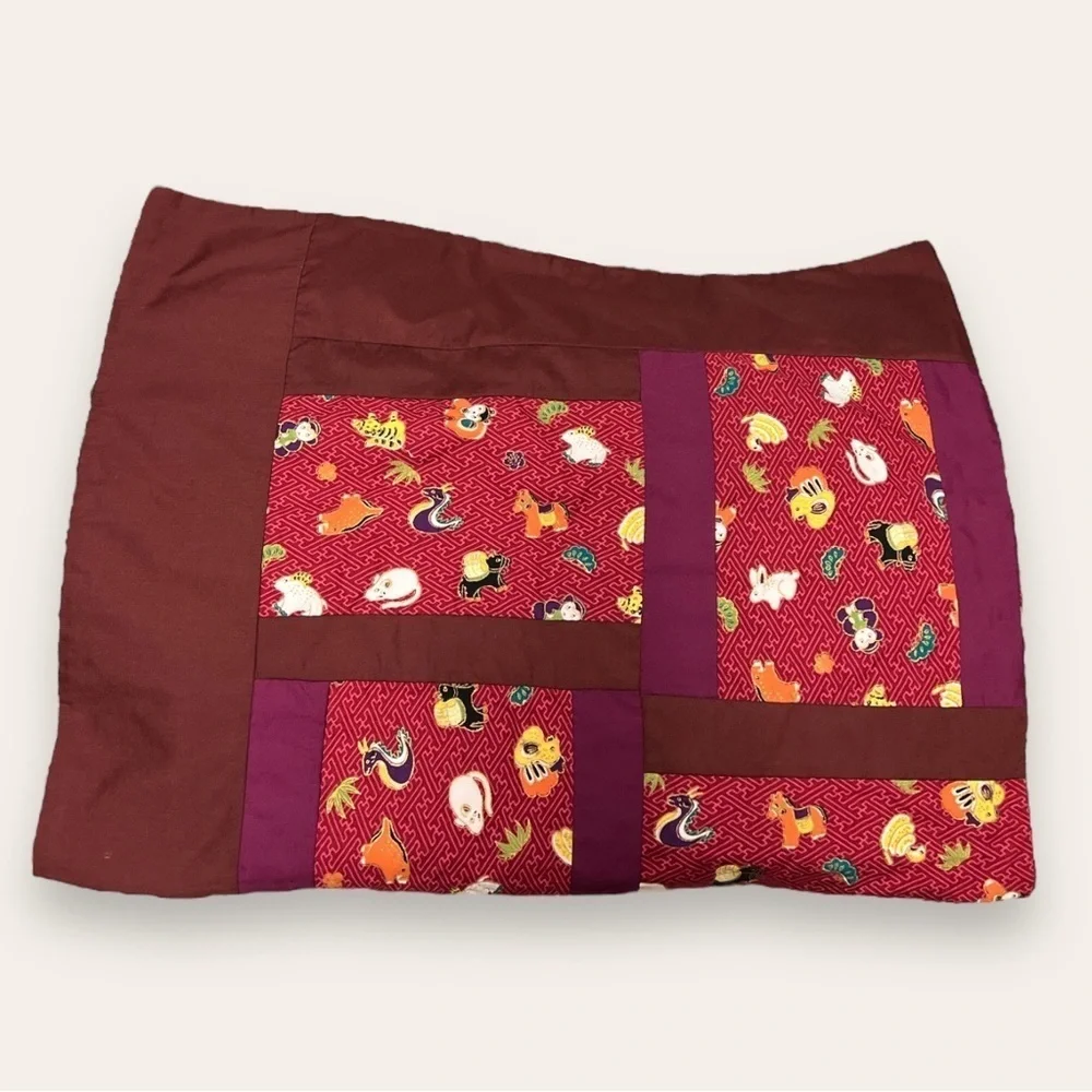 Patchwork Blanket Throw Multicolored Oriental 34 x 42 Animals